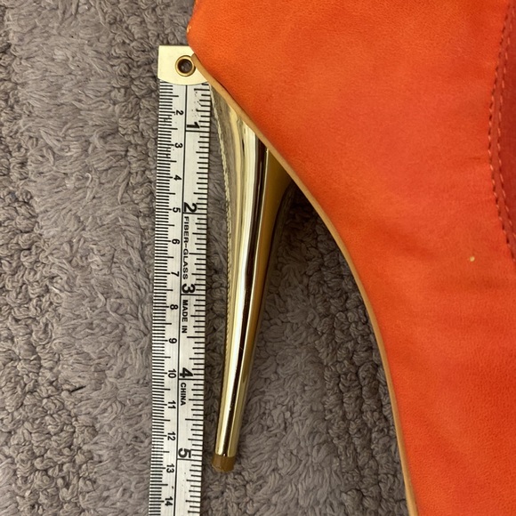 Tangerine Leatherette Caged Stiletto Ankle Bootie - Picture 5 of 5